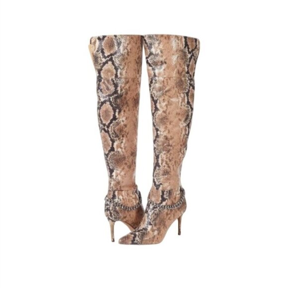 JESSICA SIMPSON / Ammira2M / Snake Print / Over-The-Knee Boots With Chain Detail - Picture 2 of 10